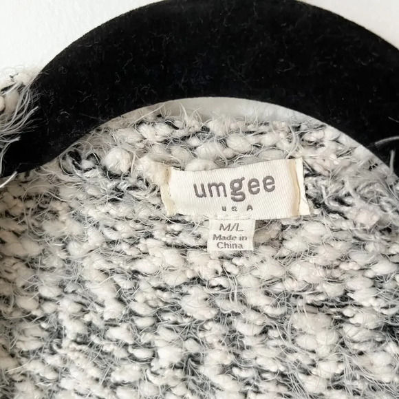 Umgee Cuddle Up Fringe Longline Cardiagan Sweater Gray White Cozy Boho Fall - Picture 5 of 13